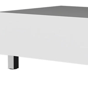 HomeRoots 32" Modern Lift Top Coffee Table with Hidden Storage | White Wood & Stainless Steel Accent Design 535050