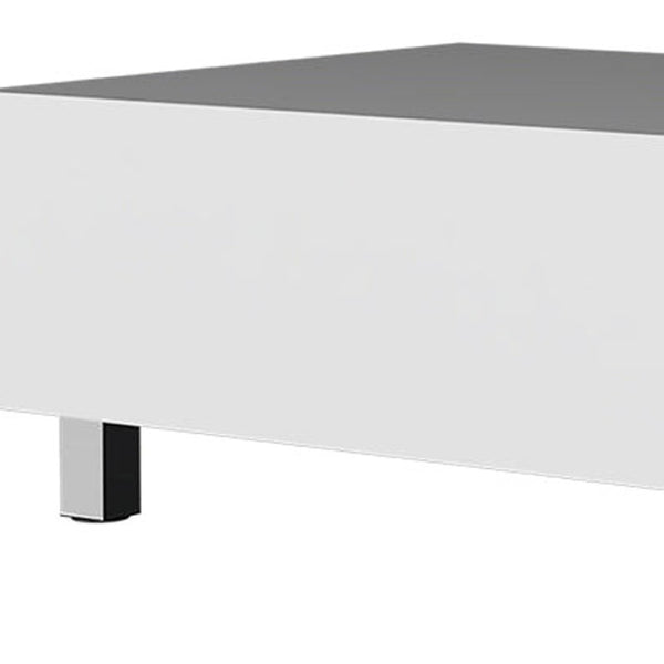 HomeRoots 32" Modern Lift Top Coffee Table with Hidden Storage | White Wood & Stainless Steel Accent Design 535050