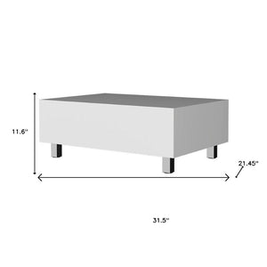 HomeRoots 32" Modern Lift Top Coffee Table with Hidden Storage | White Wood & Stainless Steel Accent Design 535050