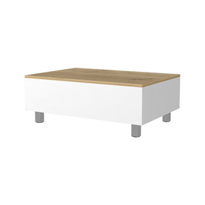 Homeroots 32" Stylish Lift Top Coffee Table In White And Oak – Durable Wood And Metal Design For Modern Homes   535051