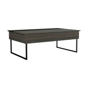 Homeroots 49" Espresso And Black Wood And Metal Lift Top Coffee Table   535052