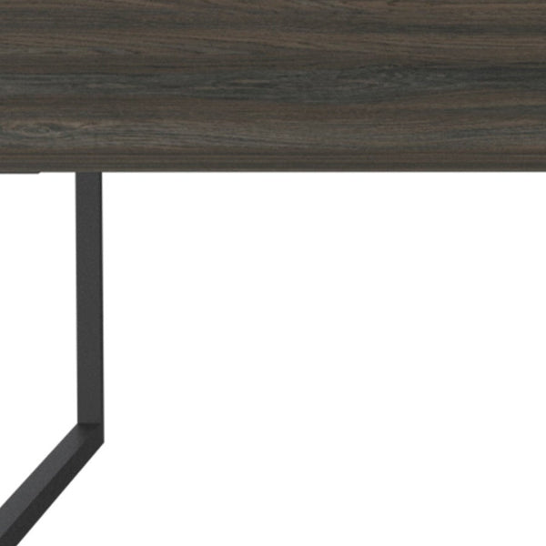 Homeroots 41" Espresso And Black Wood And Metal Lift Top Coffee Table With Shelf   535053