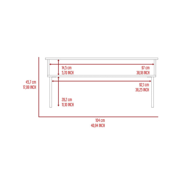 Homeroots 41" Brown And Black Wood And Metal Lift Top Coffee Table   535054
