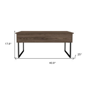 Homeroots 41" Brown And Black Wood And Metal Lift Top Coffee Table   535054