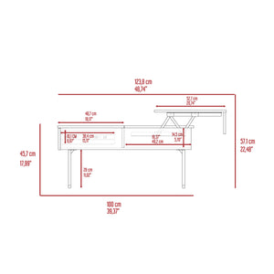 Homeroots 39" Espresso And Black Wood And Metal Lift Top Coffee Table With Drawer   535055