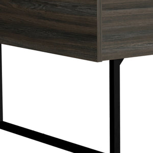 Homeroots 39" Espresso And Black Wood And Metal Lift Top Coffee Table With Drawer   535055