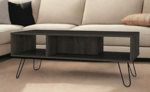 Homeroots 40" Espresso And Black Wood And Metal Coffee Table With Shelf   535057