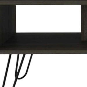 Homeroots 40" Espresso And Black Wood And Metal Coffee Table With Shelf   535057