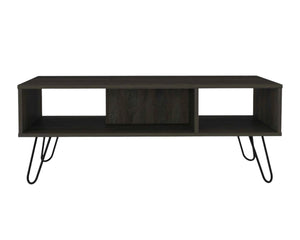 Homeroots 40" Espresso And Black Wood And Metal Coffee Table With Shelf   535057