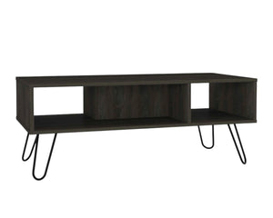 Homeroots 40" Espresso And Black Wood And Metal Coffee Table With Shelf   535057