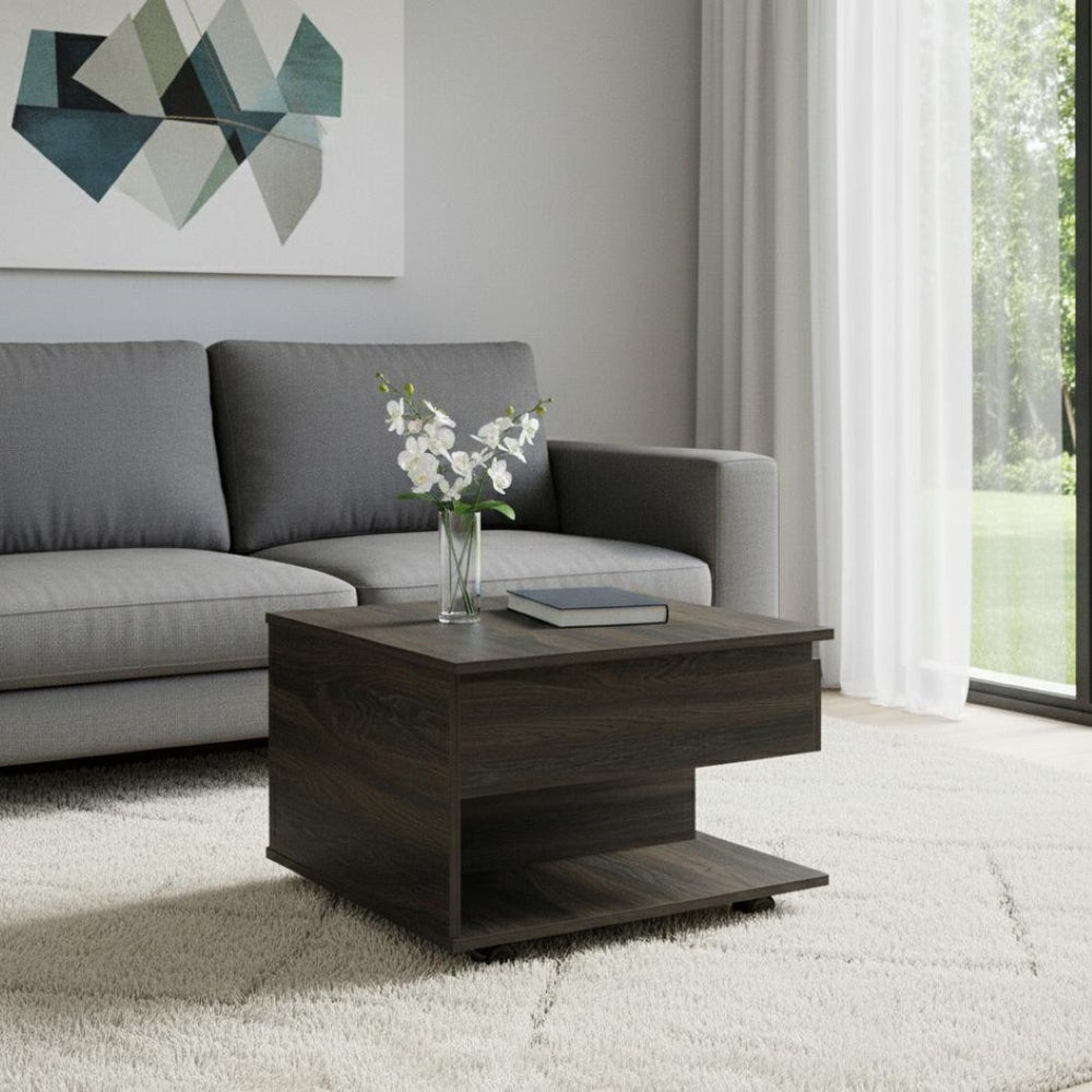 HomeRoots 22" Espresso Wood Lift-Top Coffee Table with Wheels for Versatile Storage & Modern Style Solutions 535058