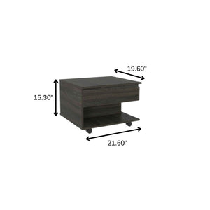 HomeRoots 22" Espresso Wood Lift-Top Coffee Table with Wheels for Versatile Storage & Modern Style Solutions 535058