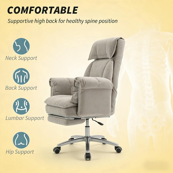 English Elm Reclining High Back Desk Chair with Flannel Cushioning and Extendable Footrest T3971P440171