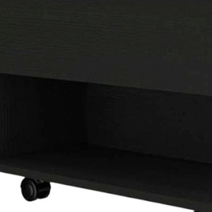 HomeRoots 22" Black Wood Lift-Top Coffee Table on Wheels for Stylish Storage and Versatile Living Room Use 535060
