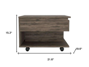 HomeRoots 22" Brown Rectangular Lift-Top Coffee Table with Hidden Storage, Wheels, and Modern Design Features 535062