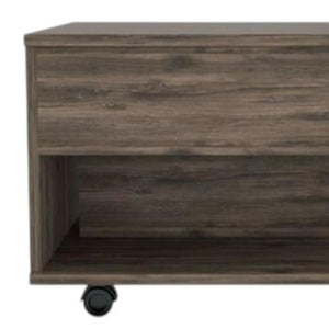 HomeRoots 22" Brown Rectangular Lift-Top Coffee Table with Hidden Storage, Wheels, and Modern Design Features 535062