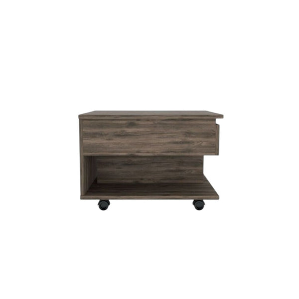 HomeRoots 22" Brown Rectangular Lift-Top Coffee Table with Hidden Storage, Wheels, and Modern Design Features 535062
