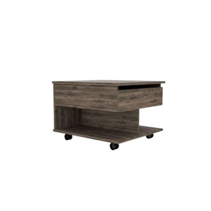 HomeRoots 22" Brown Rectangular Lift-Top Coffee Table with Hidden Storage, Wheels, and Modern Design Features 535062