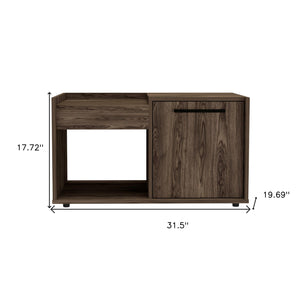 Homeroots 32" Brown Wood Coffee Table With Shelf   535063