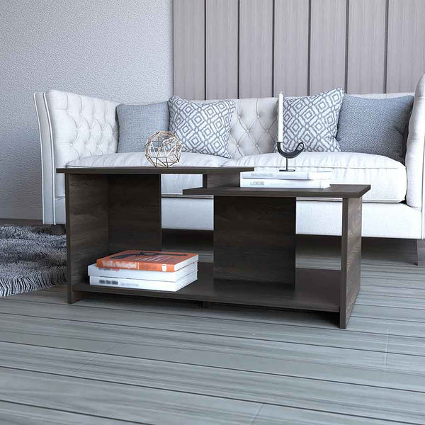 Homeroots 35" Espresso Wood Coffee Table With Shelf   535064