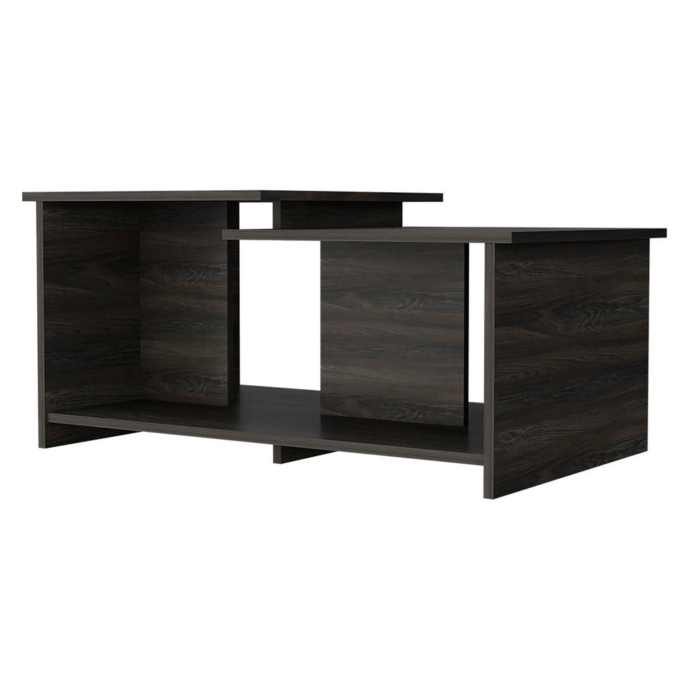 Homeroots 35" Espresso Wood Coffee Table With Shelf   535064
