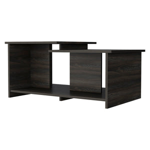 Homeroots 35" Espresso Wood Coffee Table With Shelf   535064