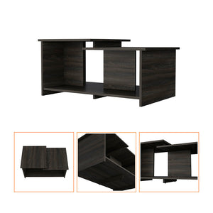 Homeroots 35" Espresso Wood Coffee Table With Shelf   535064