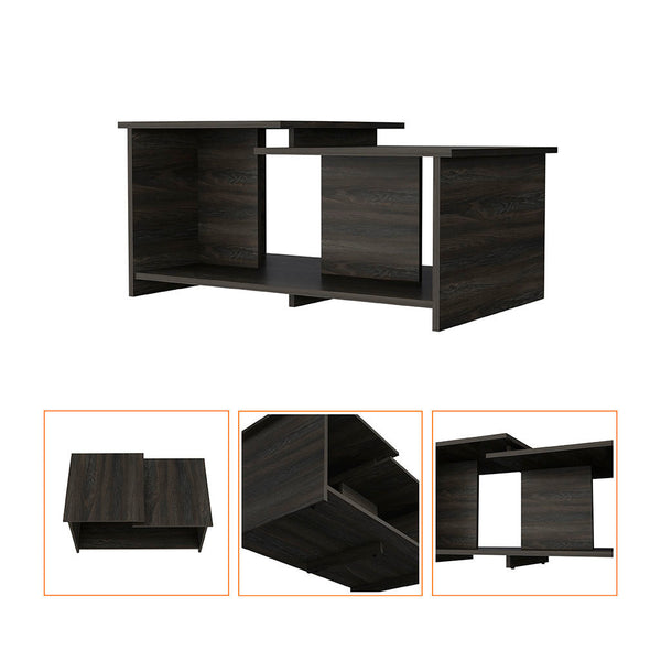 Homeroots 35" Espresso Wood Coffee Table With Shelf   535064