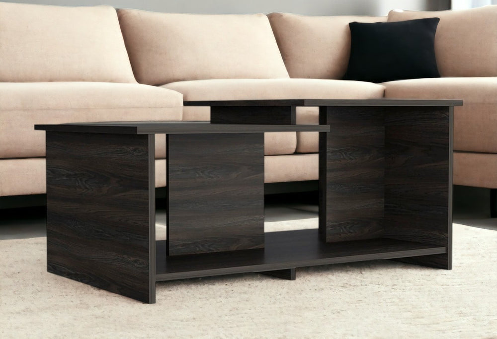 Homeroots 35" Espresso Wood Coffee Table With Shelf   535064