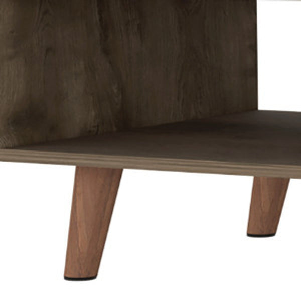 Homeroots 40" Brown And Brown And White Wood Coffee Table With Drawer And Shelf   535065