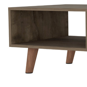 Homeroots 40" Brown And Brown And White Wood Coffee Table With Drawer And Shelf   535065