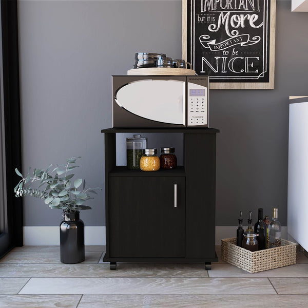 HomeRoots 29" Sleek Black Wood Accent Cabinet - Stylish Single-Door Storage for Modern Home Décor Needs 535067
