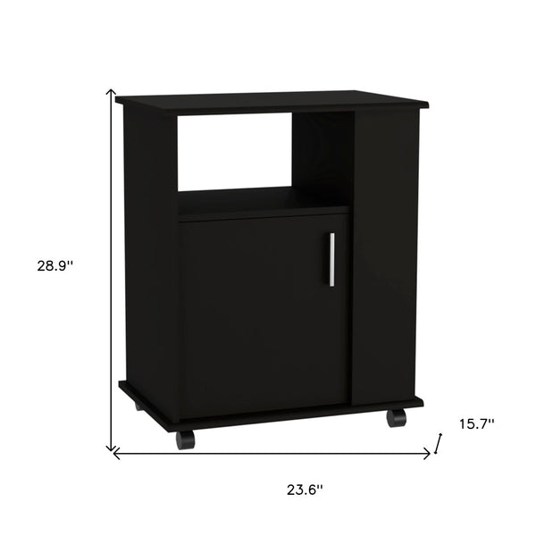 HomeRoots 29" Sleek Black Wood Accent Cabinet - Stylish Single-Door Storage for Modern Home Décor Needs 535067