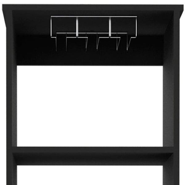 HomeRoots 63" Black Wood Bar Cabinet - Stylish Storage Solution with Modern Design for Any Living Space 535070