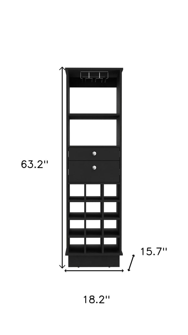 HomeRoots 63" Black Wood Bar Cabinet - Stylish Storage Solution with Modern Design for Any Living Space 535070