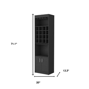 HomeRoots 71" Sleek Black Wood Bar Cabinet - Modern Two-Door Design for Elegant Storage in Any Space 535071