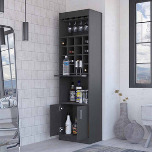 HomeRoots 71" Sleek Black Wood Bar Cabinet - Modern Two-Door Design for Elegant Storage in Any Space 535071
