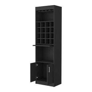HomeRoots 71" Sleek Black Wood Bar Cabinet - Modern Two-Door Design for Elegant Storage in Any Space 535071
