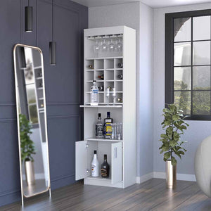 HomeRoots 71" White Wood Bar Cabinet – Stylish Space-Saving Storage for Beverages & Glassware in Modern Homes 535072