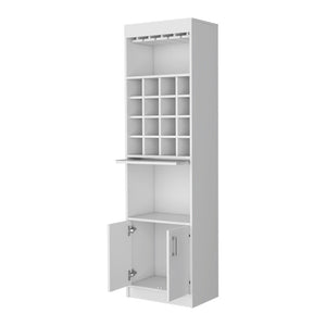HomeRoots 71" White Wood Bar Cabinet – Stylish Space-Saving Storage for Beverages & Glassware in Modern Homes 535072