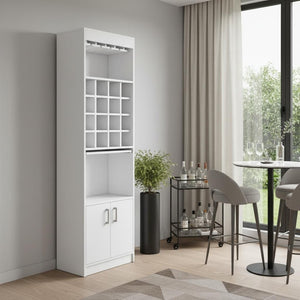 HomeRoots 71" White Wood Bar Cabinet – Stylish Space-Saving Storage for Beverages & Glassware in Modern Homes 535072
