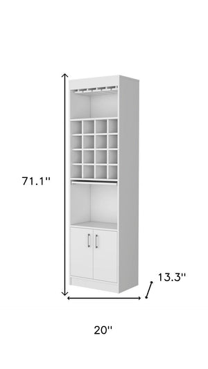 HomeRoots 71" White Wood Bar Cabinet – Stylish Space-Saving Storage for Beverages & Glassware in Modern Homes 535072