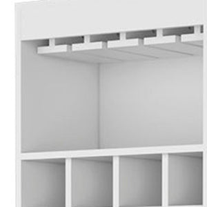 HomeRoots 71" White Wood Bar Cabinet – Stylish Space-Saving Storage for Beverages & Glassware in Modern Homes 535072