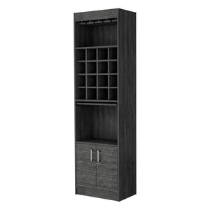 HomeRoots 71" Dark Gray Wood Bar Cabinet - Tall, Stylish Storage Solution for Modern Homes & Entertaining Needs 535073