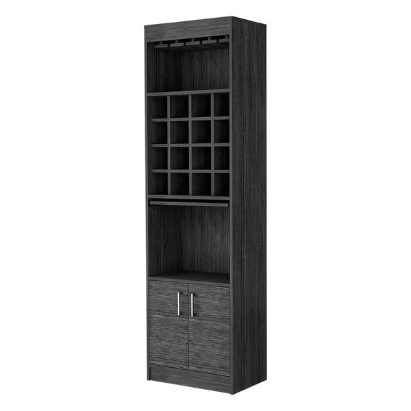 HomeRoots 71" Dark Gray Wood Bar Cabinet - Tall, Stylish Storage Solution for Modern Homes & Entertaining Needs 535073