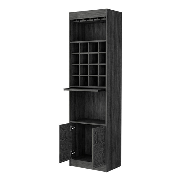 HomeRoots 71" Dark Gray Wood Bar Cabinet - Tall, Stylish Storage Solution for Modern Homes & Entertaining Needs 535073