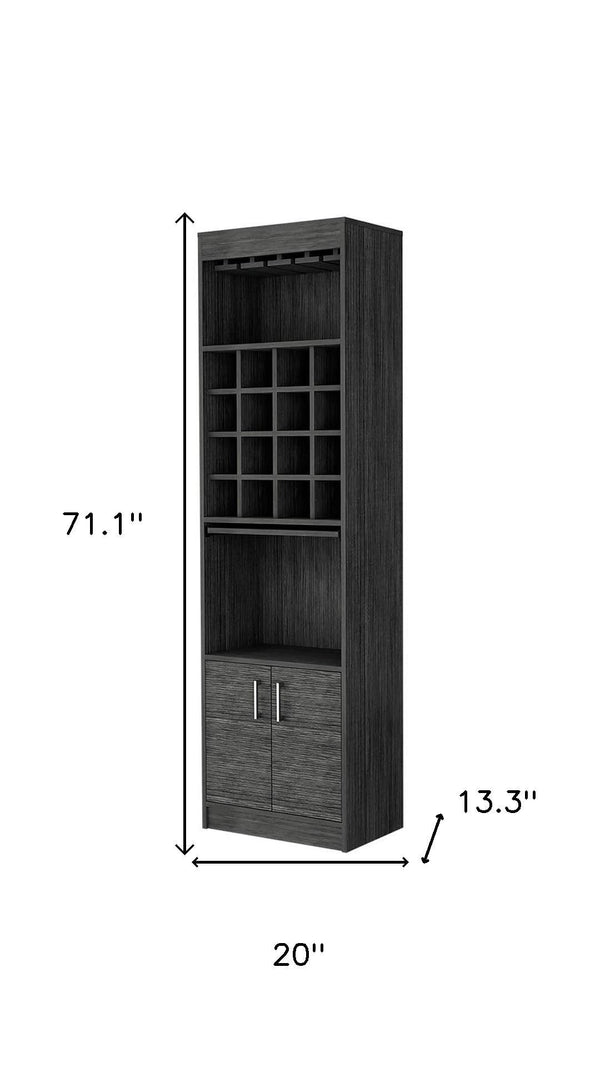 HomeRoots 71" Dark Gray Wood Bar Cabinet - Tall, Stylish Storage Solution for Modern Homes & Entertaining Needs 535073
