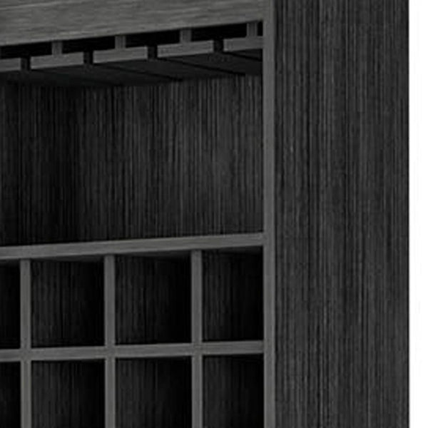 HomeRoots 71" Dark Gray Wood Bar Cabinet - Tall, Stylish Storage Solution for Modern Homes & Entertaining Needs 535073