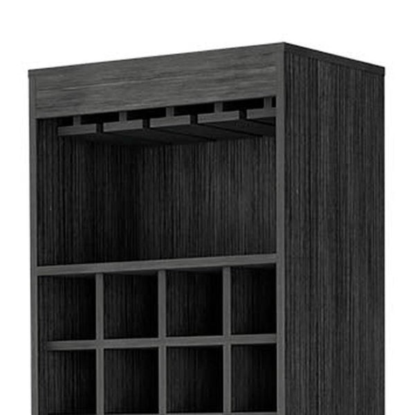 HomeRoots 71" Dark Gray Wood Bar Cabinet - Tall, Stylish Storage Solution for Modern Homes & Entertaining Needs 535073