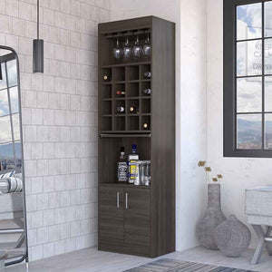 HomeRoots 71" Espresso Wood Bar Cabinet - Stylish & Space-Saving Storage Solution for Modern Homes & Entertaining 535075